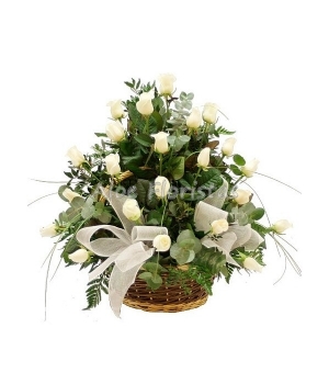 Cesta 25 Rosas Blancas Cesta 25 Rosas Blancas