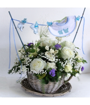 Cesta Flor Variada Para Nacimiento Cesta Flor Variada Para Nacimiento